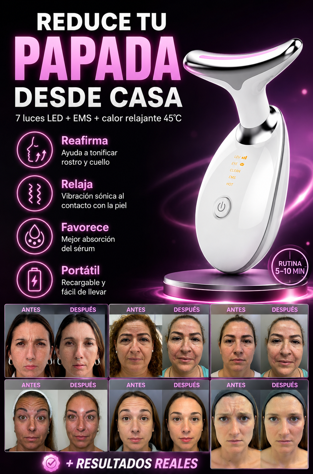 LUMIGLOW PRO™ Masajeador Facial Reductor De Papada ECO