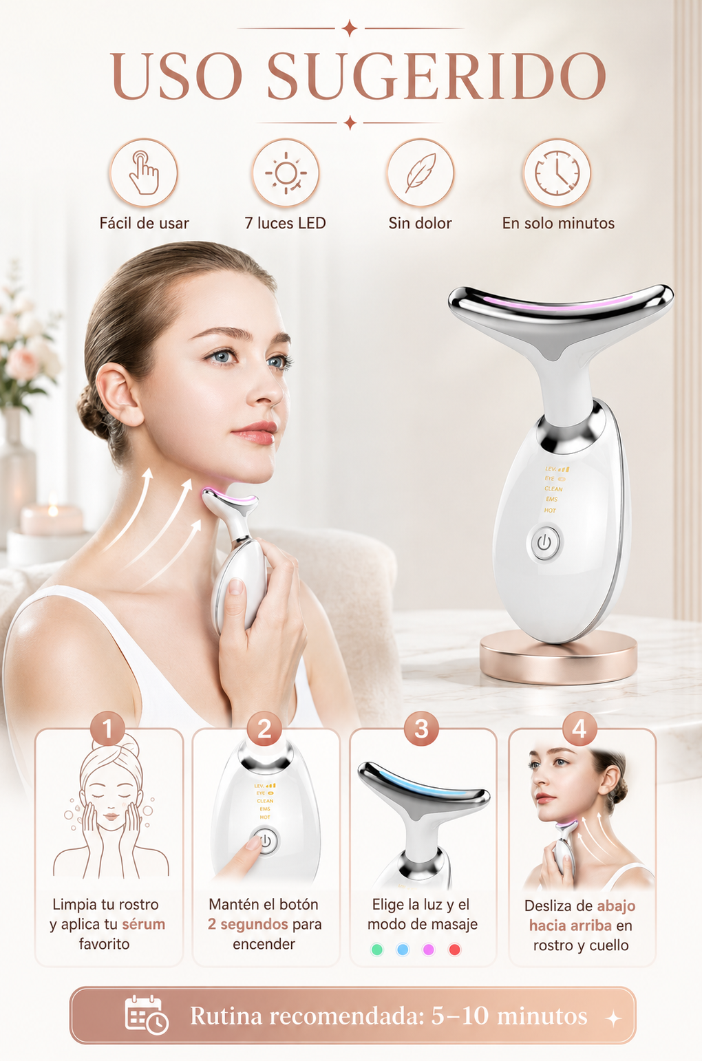 LUMIGLOW PRO™ Masajeador Facial Reductor De Papada ECO