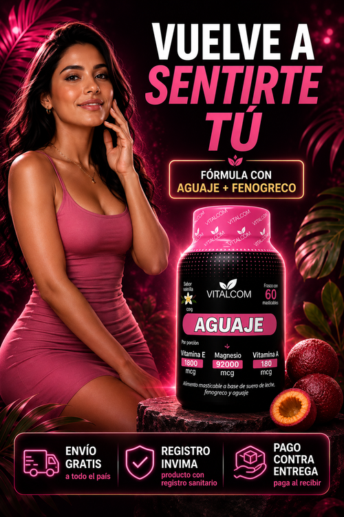 VitalCom con Aguaje – Vuelve a Sentirte Tú | Equilibrio y Energía | 60 Cápsulas Masticables